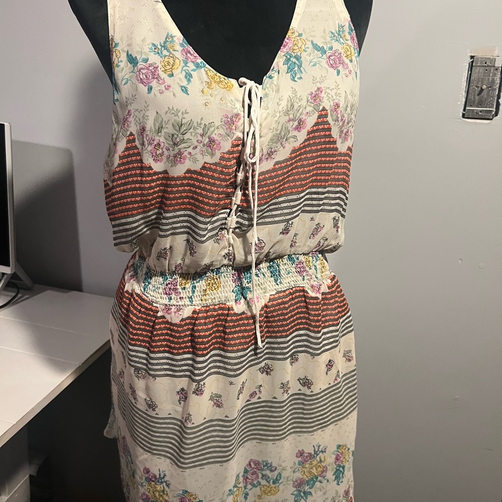 Anthropologie Floral and Striped Midi Dress
